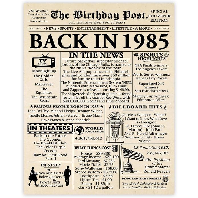 Stuff4 51st Birthday Poster Unframed - Born In 1975 Newspaper - Happy 51 Birthday for Men Women Retro Vintage Gifts Back In 1975, 8x10 Inch Bday