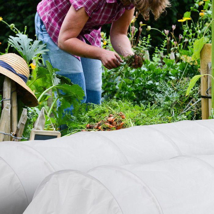 Relaxdays 2 faltbare Wachstumstunnel, mit Bögen, Länge 3,4 m, Vliesstoff, für den Garten, weiß