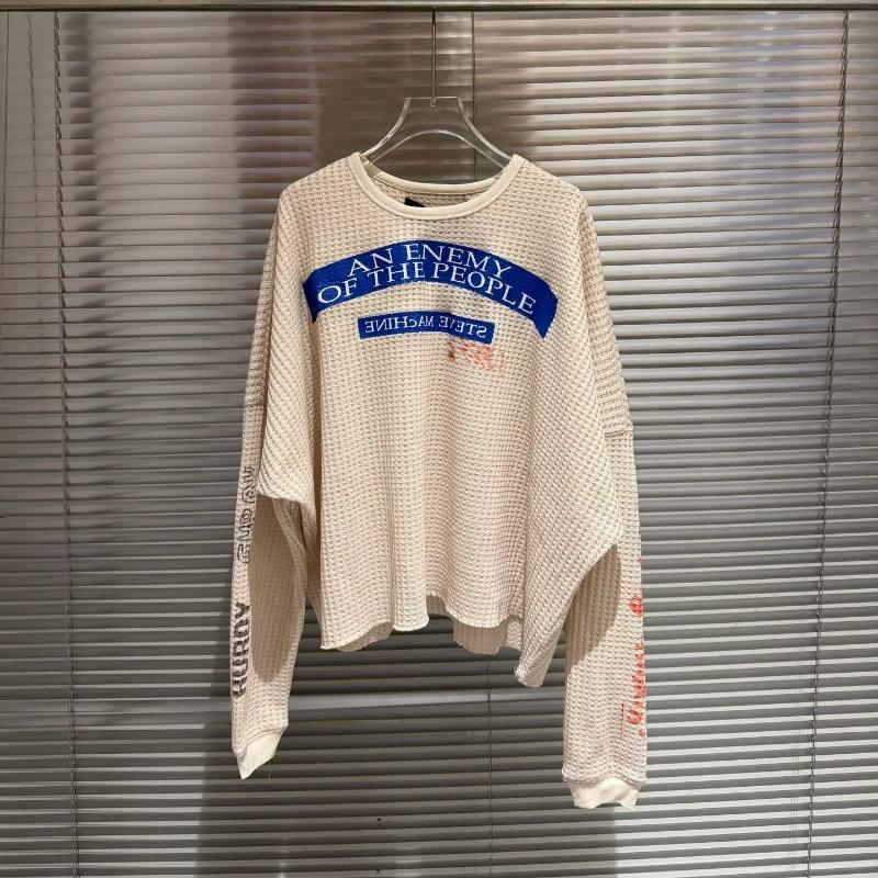 

ROADVIBE Waffle Long Sleeved Paly Vintage Tee Casual Oversized Tops T Shirt for Men M
