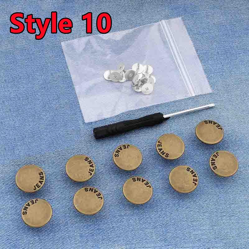 10 PEZZI Bottoni per Jeans di Ricambio 17mm Senza Cucitura Bottone in Metallo Kit di Riparazione Bottoni per Jeans Rimovibili Senza Chiodi Set Accessori da Cucito
