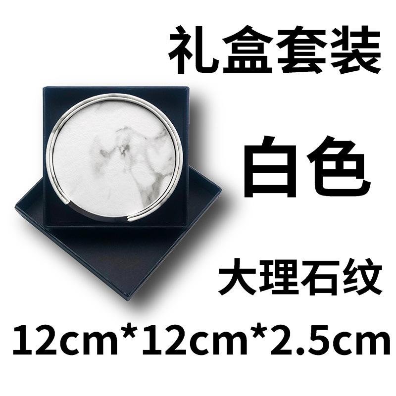 Round spot leather teacup mat can be ordered lOGO hand sewing with oil edge pu leather coaster thermal insulation mat wholesale