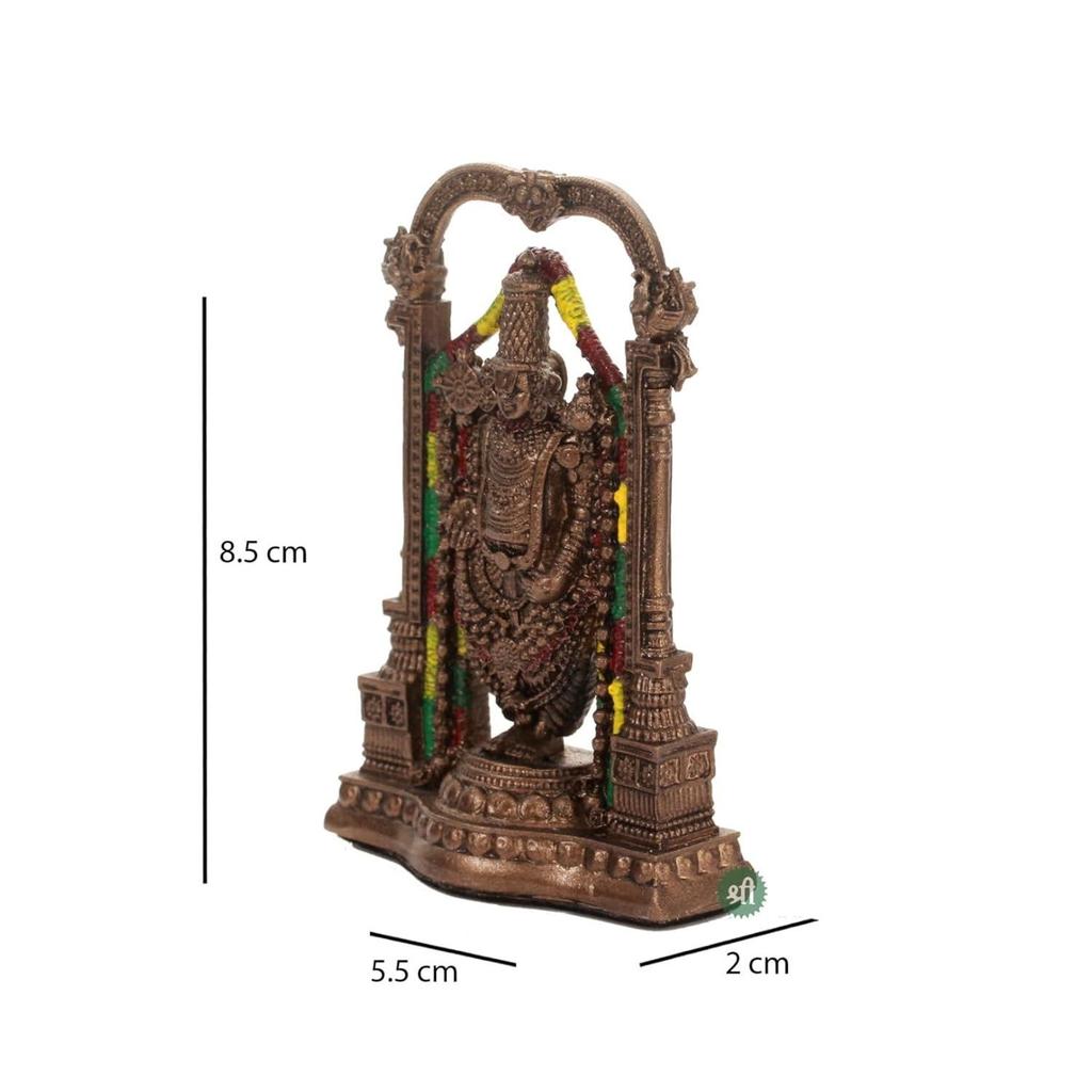 Tirupati Balaji Fine Painting Idol Decorative Showpiece Handcrafted Balaji Murti For Home Office And Gifting Purpose Sculpture (Design 4), Brown