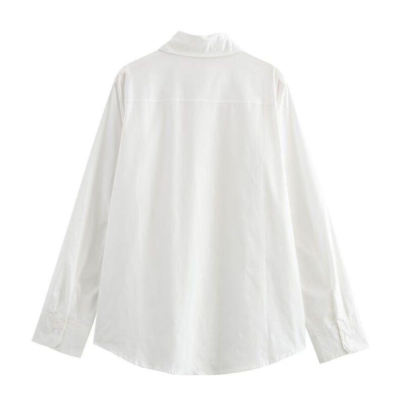 Fashion Style 2024 Fall and Winter New Women's Poplin Slim Looking Elegant All-Matching Lapel Work Clothing Shirt 8937600