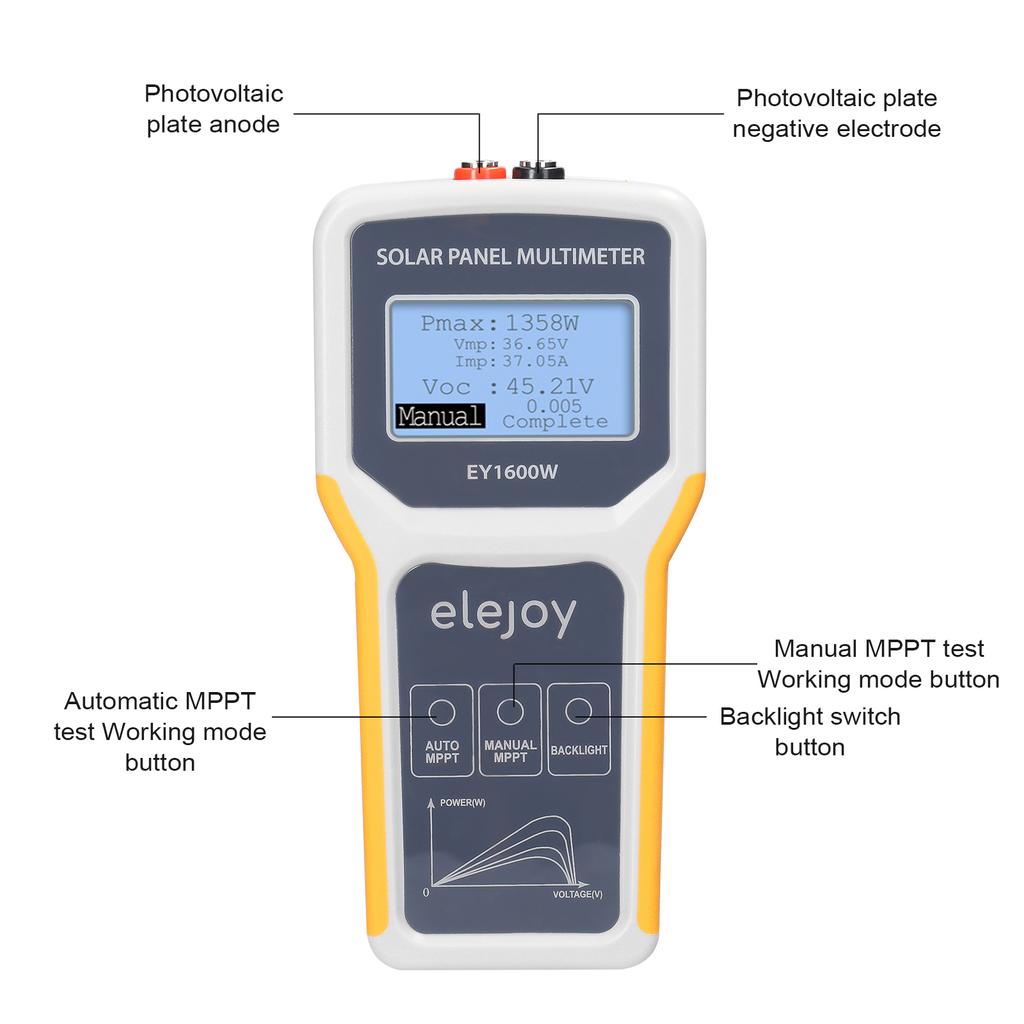1600W Photovoltaic Panel Multimeter Solar Panel MPPT Tester Open Circuit Voltage Test Device Maximum Power Point Voltage Current