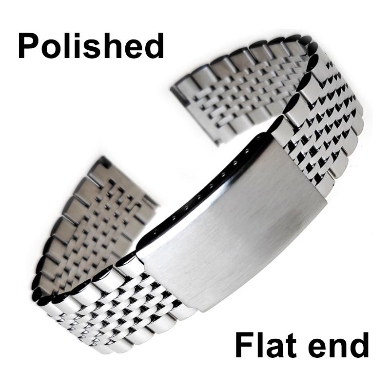 Curved End Watch Strap 20mm Stainless Steel Band 18mm 22mm Clasp Watch Strap Reloj Hombre Wristabnd Men Bracelet Accessories