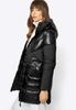 Manteau d'hiver matelassé pour femme Wittchen en matériaux combinés avec capuche, Nylon Noir