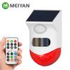 B2B Solar PIR Motion Sensor Sound Light Alarm Remote Control Outdoor Waterproof Siren for Garden