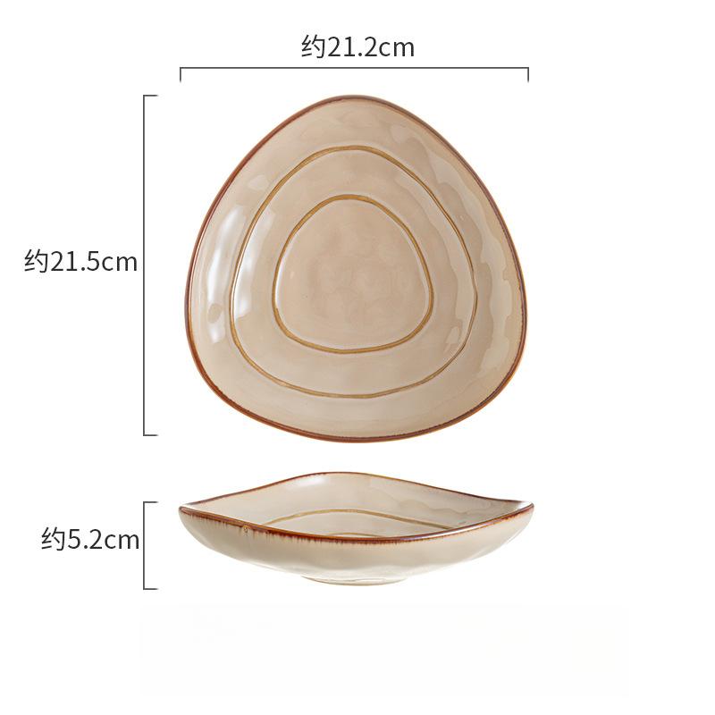 Vintage Luxury Kiln‑Change Glaze Ceramic Tableware, Embossed Double‑Line Round Bowl Plate Microwave‑Safe for Home Hotel & Gifting