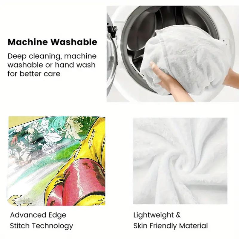 One-Punch Man 2D Flat Pattern Flannel Blanket High Quality All Seasons Warmth and Comfort Perfect for Christmas Gifts.DMT0925501