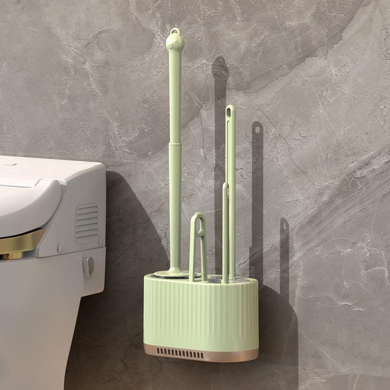 Silicone Wall Mount Toilet Brush Set Quick Dry Drain Base Efficient Gap Cleaning for Bathroom Use