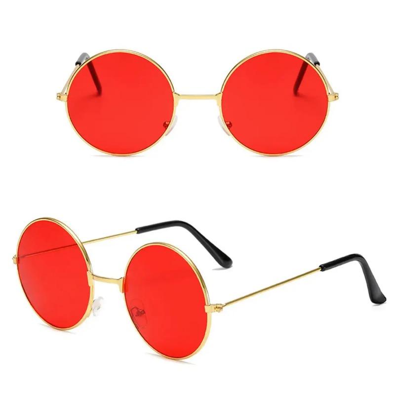 Fashion Disco Hippie Women Men Circle Glasses Round Sunglasses Metal Sun Glasses Eyewear
