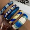 Ozean Blau Grün Emaille Armreif Blume Geometrisch Cloisonné Armreif Breiter Armreif Damen