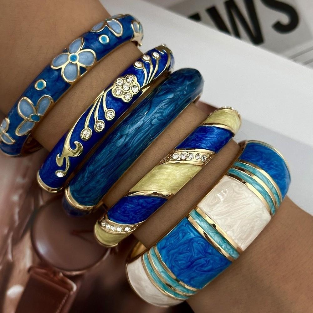 Tropfendes Öl Emaille Armreif Blume Breiter Armreif Retro Geometrisch Cloisonné Armreif Damen