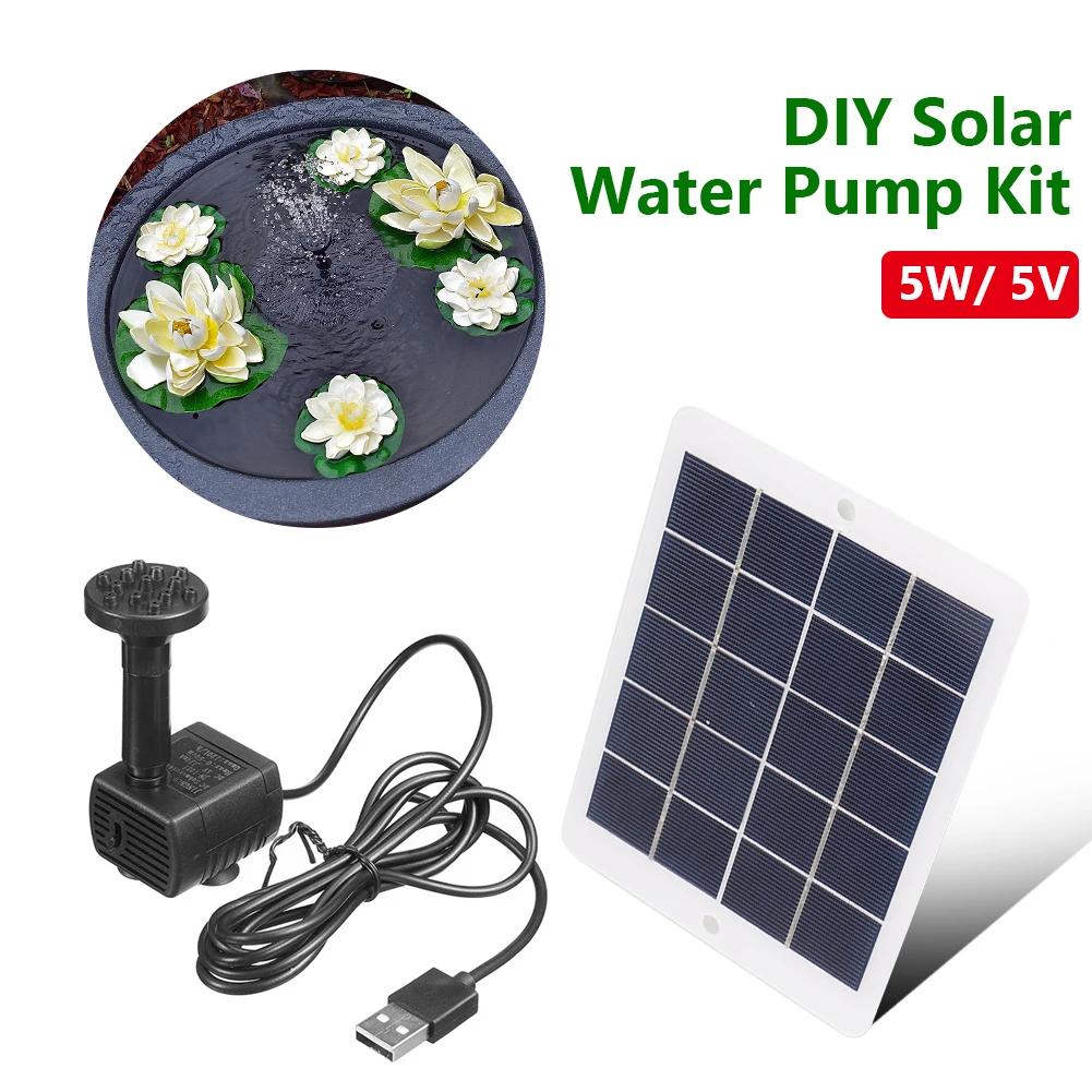 5W-1.2W Solar Springbrunnenpumpe 220L/H Solar Springbrunnen Solarpaneel Vogelbad Springbrunnen Außengarten Pool Wasserfontäne für Garten