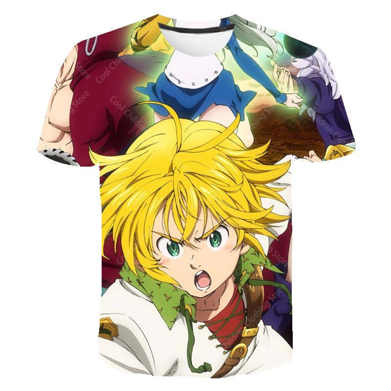 Sieben Todsünden Cartoon Anime Spiel Print Sommer T-Shirt Mode Männer Kinder Lässig Jungen Mädchen Rundhals Eltern-Kind-Kleidung Oberteil