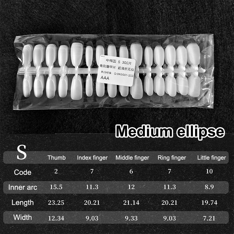 300 Pcs/Bag Fake Nail Tips Matte Coverage Transparent False Nails Tips Gel Nails Extension Diy Practice Nail Tool