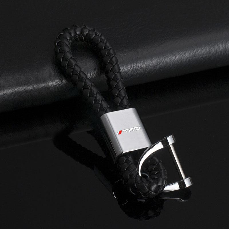 1pc Porte-clés en métal Porte-clés Lanière pour clés Emblème de voiture Style pour Toyota TRD GR Corolla Auris Yaris Rav4 CHR Camry40 Prius