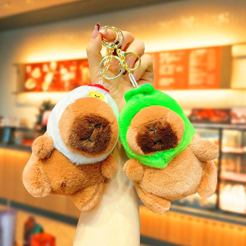 Cute Plush Capybara Keychain Pendant Ornament Wholesale Backpack Car Key Ring Doll