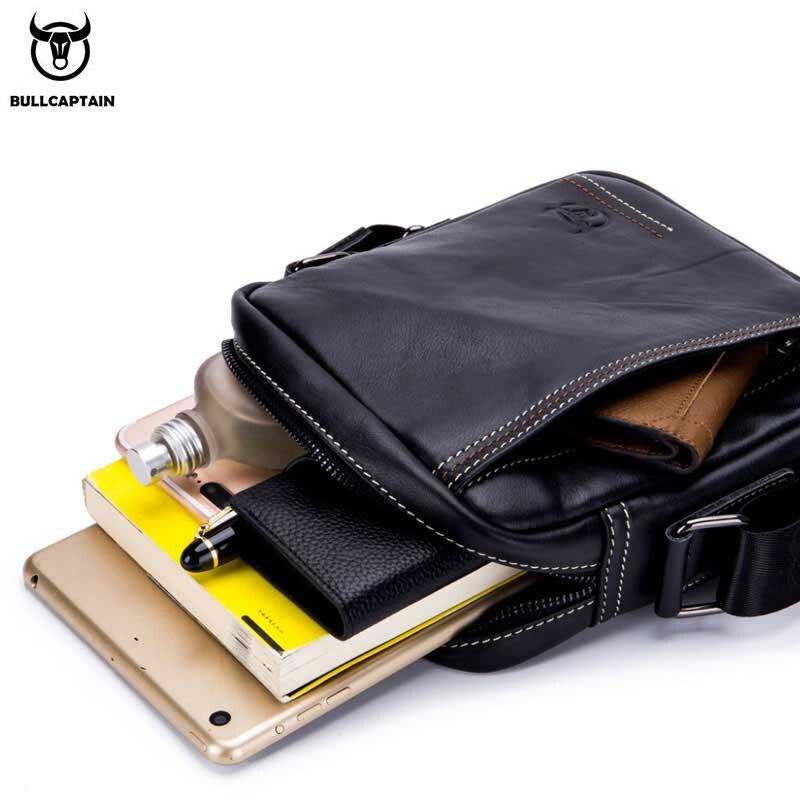 BULLCAPTAIN Herren Umhängetasche Männer Schulter Taschen Reißverschlüsse Handtaschen Große Kapazität Echtes Leder Tasche Für Männliche Messenger Tragetaschen