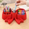 Compact Stationery Organizer for Kids Cute Bow Pen Holder, 3D Printed Pencil Stand, Multi-compartment Desk Decorative Desktop Storage Studio