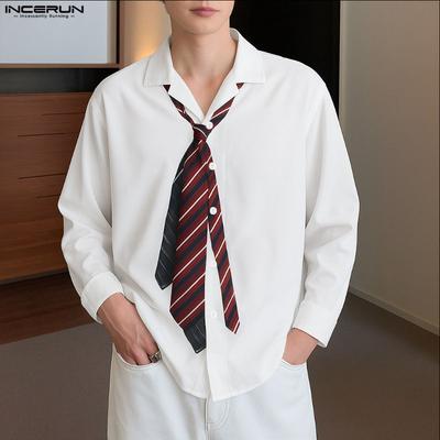 Oversized Men Lapel Neck Long Sleeve Striped Print Buttons Up Casual Shirts