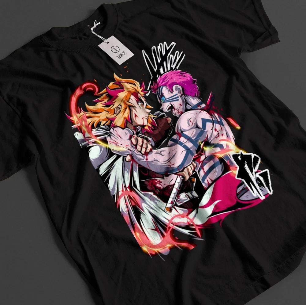 Anime Demon Slayer Akaza Vs Rengoku Kyojuro Black Tshirt S