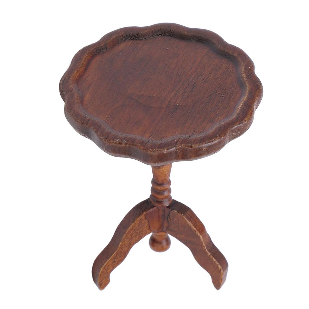 1/12 Scale Mini House Miniature Round Wooden Coffee Table Miniature Dollhouse Furniture Dining