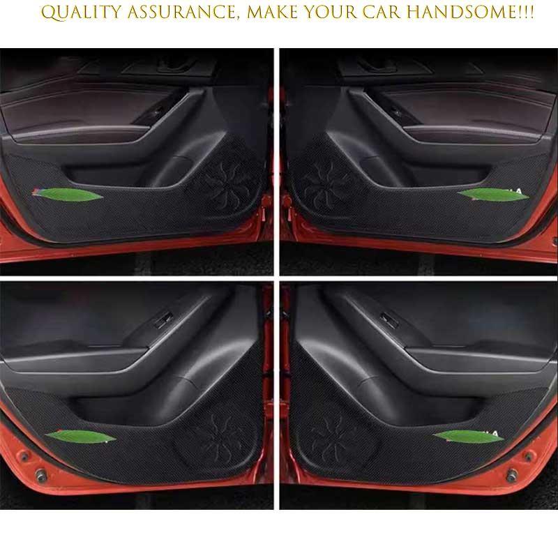 For Mazda 3 Axela 2014-2016 Carbon Fiber Leather Inner Door Anti-Kick Panel Trim