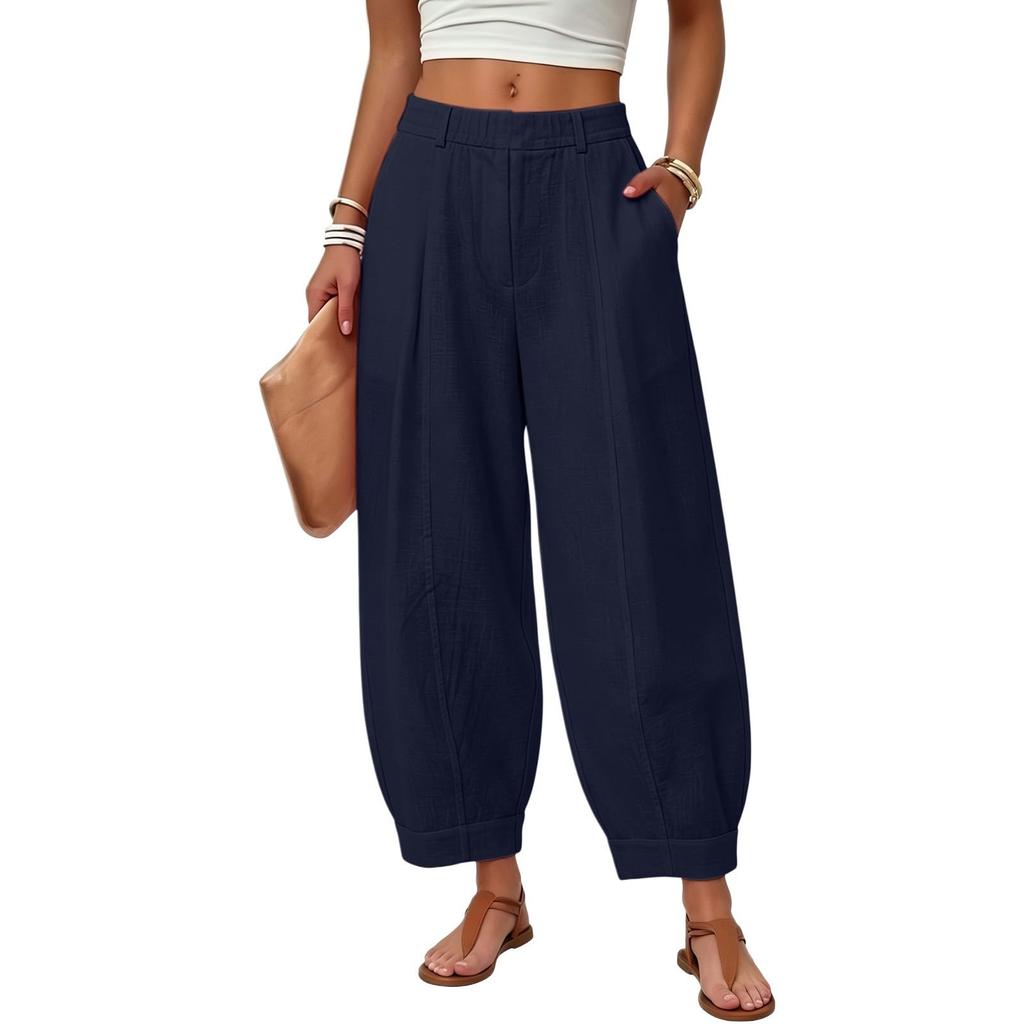 Women’s Straight Leg Drawstring Jogger Pants Lightweight Loose Fit Breathable Summer Trousers for Casual Wear Office Travel