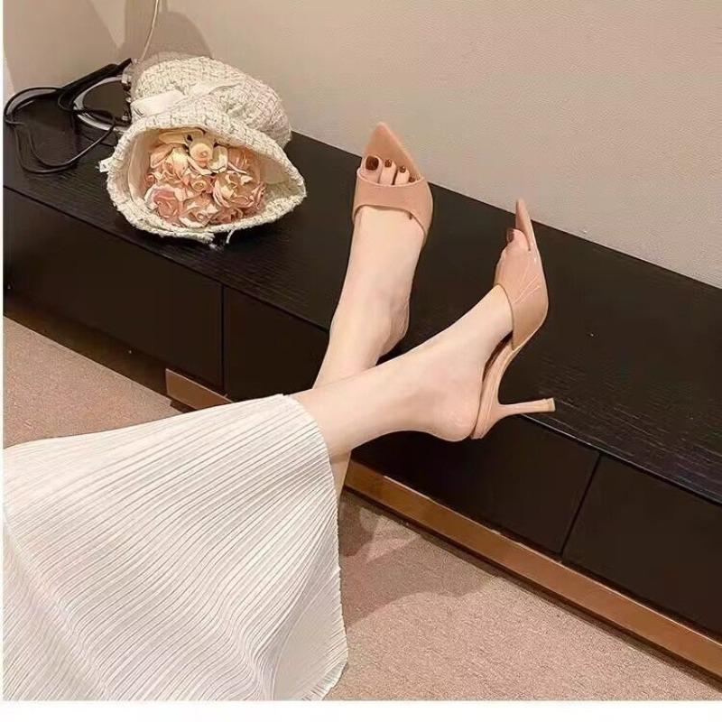 Zomer Nieuw Populair Effen Kleur Alles Match Fijne Hakken Comfortabele Damesschoenen Modieus Puntige Open Teen Sexy Hoge Hak Muiltje
