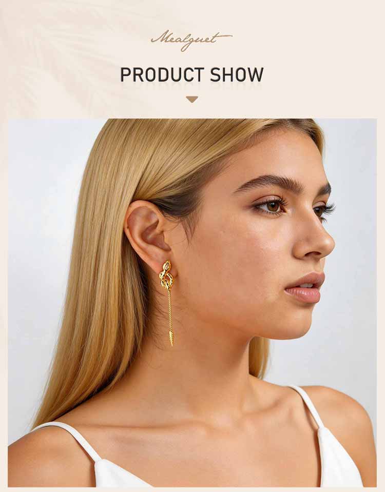 Snake Chain Long Tassel Earrings for Women, Stainless Steel  18K Gold Plated Dangle Earrings Fashion Jewelry
