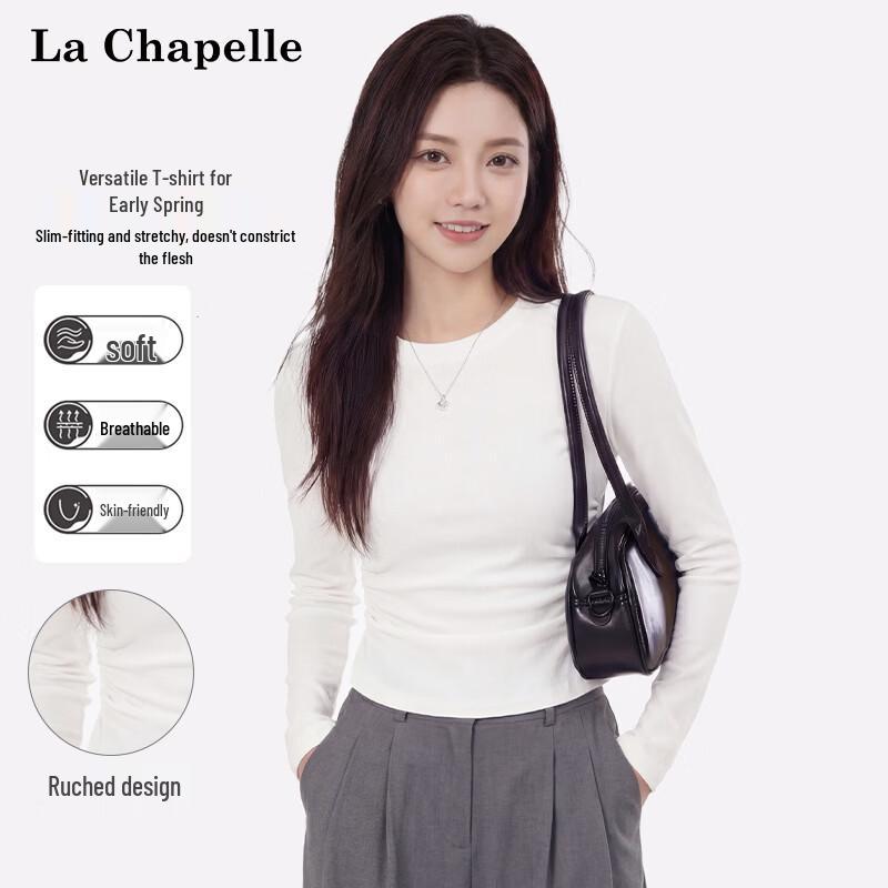 

La Chapelle Women s Solid Long-Sleeve Slim Cropped T-Shirt XL