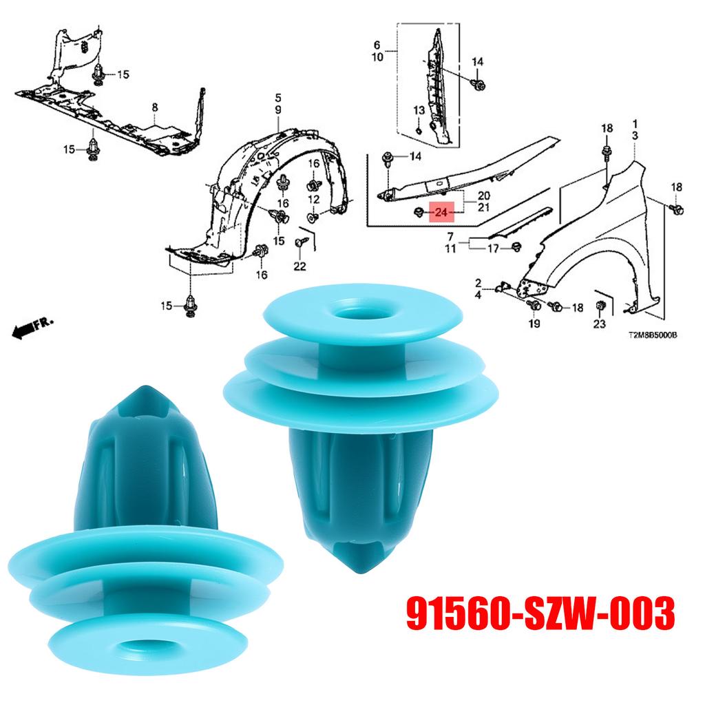 91560SZW003 Interior Pillar Trim Clips Door Panel Interior Trim Retainer Clips For Honda Civic Jazz CR-V HR-V