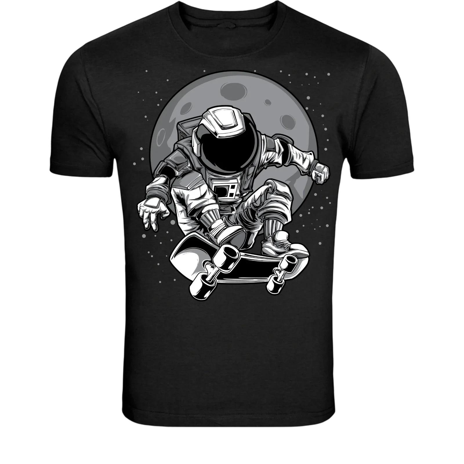 Astronaut Skateboard Moon T-Shirt - Space Skater Graphic Tee XXL