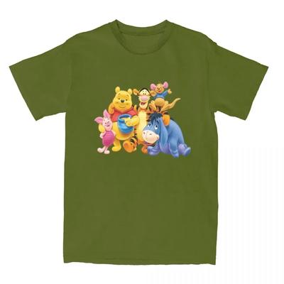 Winnie The Pooh Cartoon T Shirts Men Women 100% Cotton Novelty T-Shirt Round Collar Tees Short Sleeve Clothing Plus #Color