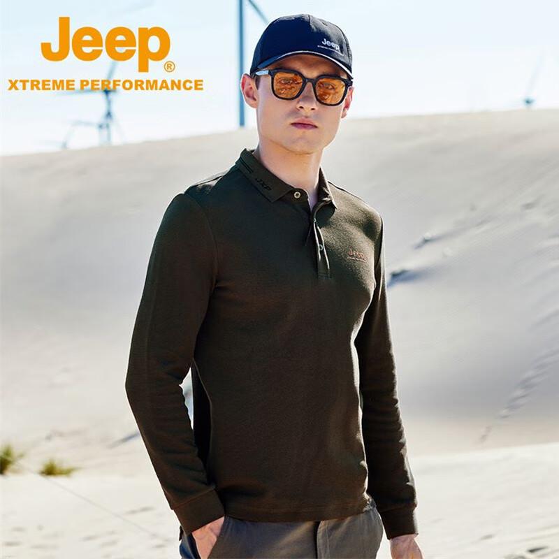 JEEP Men s Casual Long Sleeve Polo Shirt M