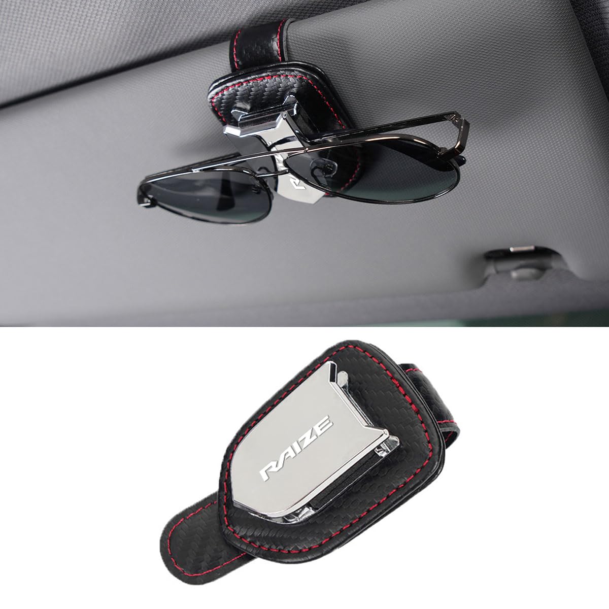 

Leather Sunglasses Holder with RAIZE Car Protects Easy Car 1 Piece Raize [Raize Compatible] Logo, Visor, Storage, Eyeglasses, Installation,