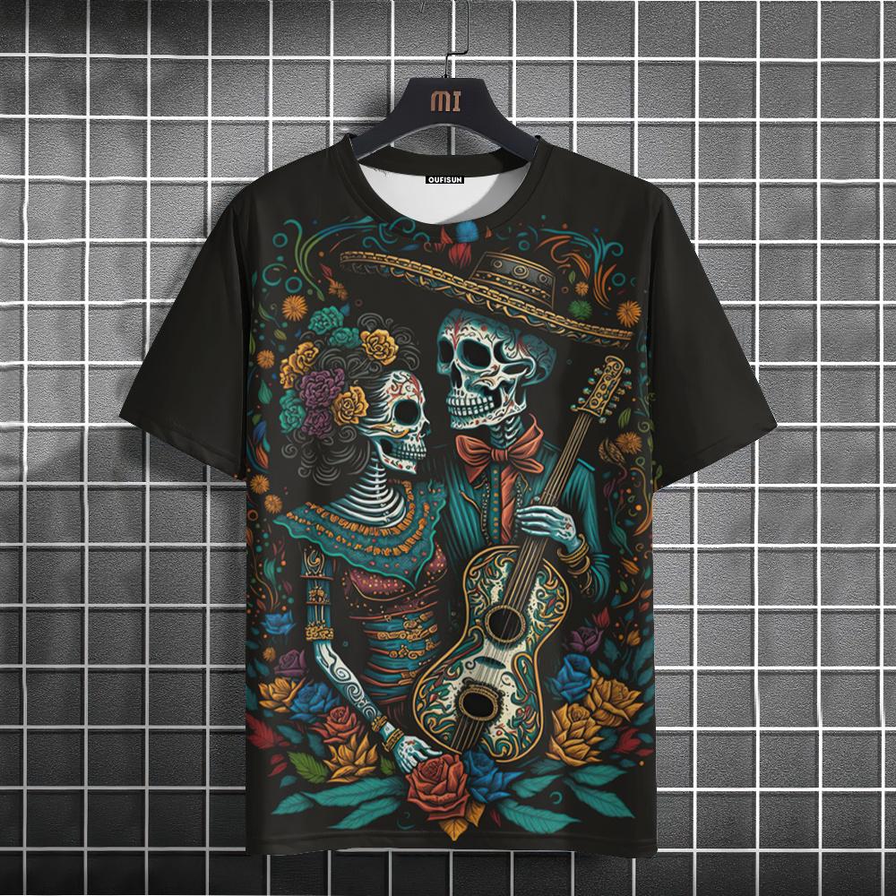 Mexican Skull Day Of The Dead Graphic T Shirt For Unisex WoUnisexs Graffiti Clothing Horror Goth T-shirts Fashion Streetwear Tops Tees