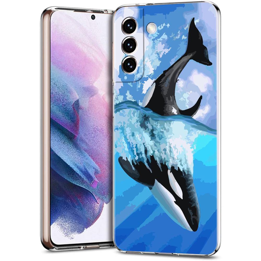 Phone Case For Samsung Galaxy S24 Ultra S23 FE S22 S20 S21 5G S10 S9 Plus S10E S8 Clear Orca ocean lovely killer whale Cover