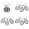 4Pcs Stainless Steel Safety Pins, with Alloy Pendants, Oval, Stainless Steel Color, 53mm