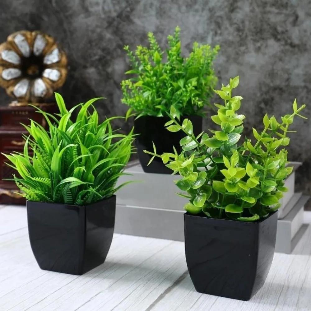 Plastic Artificial Plants Potted 8 Styles Home Garden Decor Grass Plants Pot Ornament Green Bonsai Small Tree