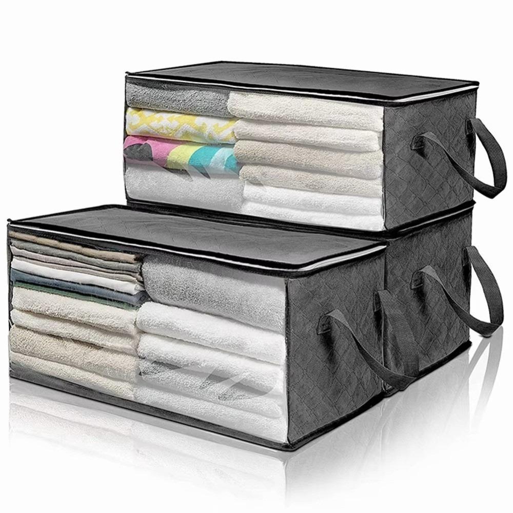 Faltbarer Steppdecken-Aufbewahrungsbeutel Große Kapazität Transparenter Kleiderschrank-Sortier-Aufbewahrungseimer Griff Staubdichter Kleider-Aufbewahrungsbeutel