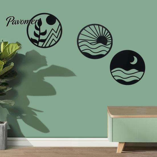 Wall Decor for Bedroom 3Pcs Boho Art Decoration, Vintage Metal Hollow-out Decor, Silhouette Sculpture Sculpture, Minimalist Hanging Ornament