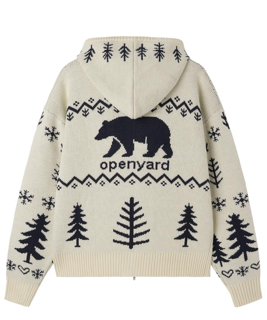 Opeunyadeu(Owai) Polar Bear Knit Hoodie Zip Up - Ivory