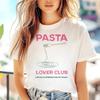 Pasta Club Enthusiast's Cute and Fashionable Versatile Round Neck Casual Style Regular Top Women's Short Sleeved New T-Shirt