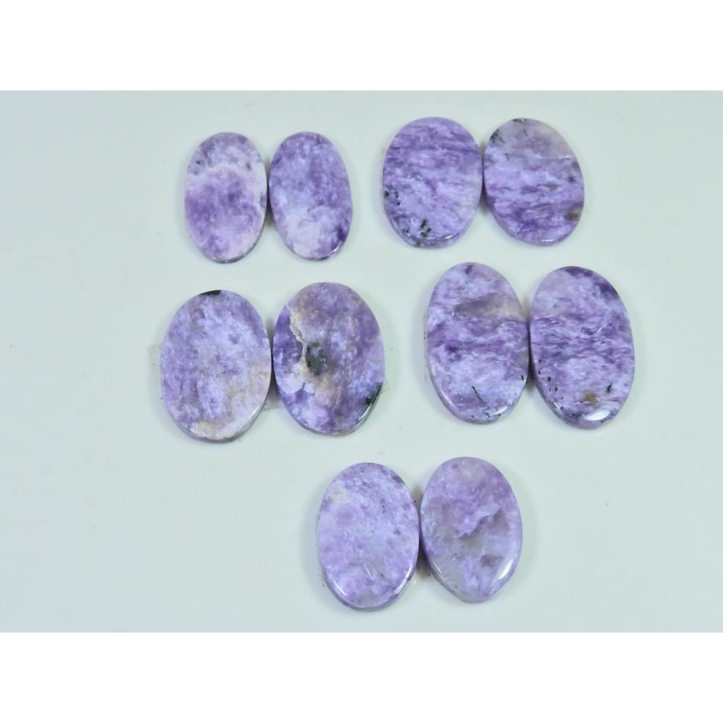 18-24 MM Natural Purple Charoite Matched Pair Oval  Loose Gemstone 5Pair Lot C-949