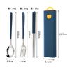 304 stainless steel tableware spoon fork chopsticks three-piece set portable tableware travel student tableware set