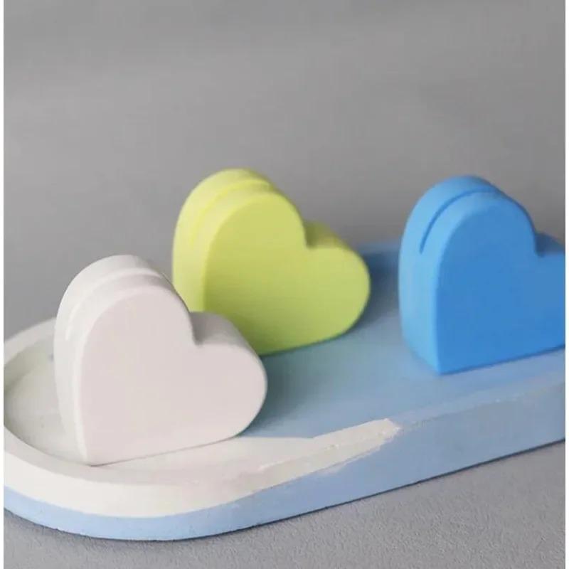 Heart Card Holder Silicone Mold DIY Concrete Cement Business Making Plaster Resin Casting Mould Home Handicraft Desktop Decor