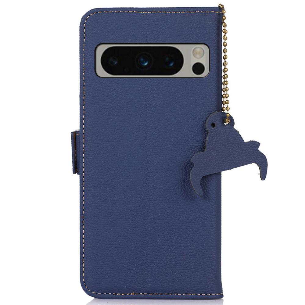 For Google Pixel 8 Pro Genuine Cow Leather Phone Cover RFID Blocking Wallet Stand Phone Case