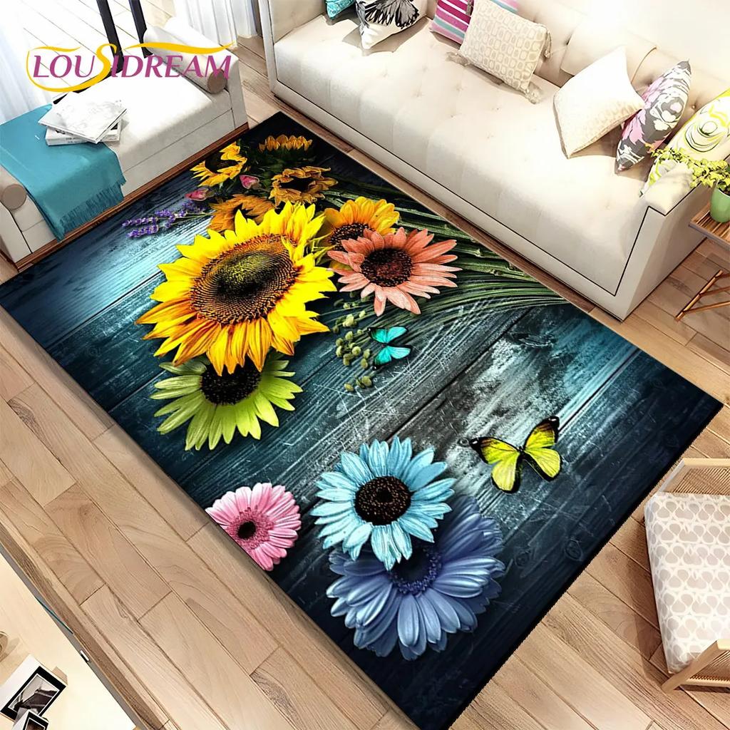 Nordic 3D Daisy Flower Area Rug,Carpet Rug for Home Living Room Children Bedroom Sofa Doormat Decor,kids Play Non-slip Floor Mat